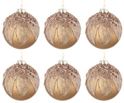 Palle di Natale in Vetro Foliage Rosa Paillettes ⌀80 100 Palline Addobbi Albero Diametro: 80 mm
