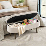 Panca Contenitore Multifunzione ¨C MINIMAL ¨C Chenille Beige, Legno Massello, 110x40x42 cm