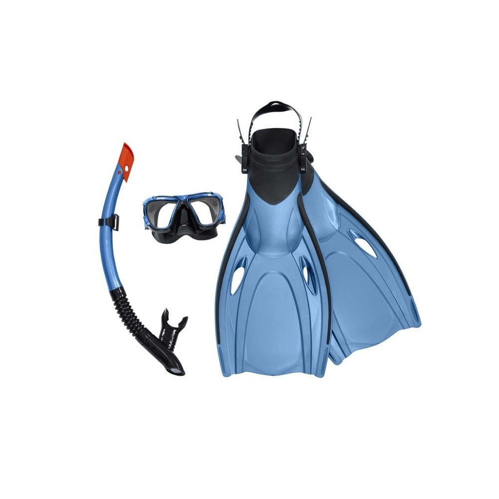 Trade Shop - Set Maschera Boccaglio Pinne Da Snorkeling Blacksea Per Adulti Immersioni 25045 -