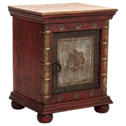 Comodino in legno rosso 50x40x59