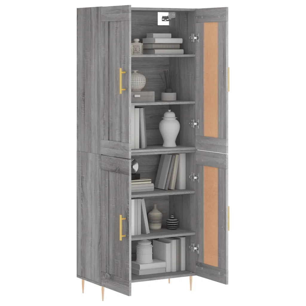 vidaXL Credenza Grigio Sonoma 69,5x34x180 cm in Legno Multistrato