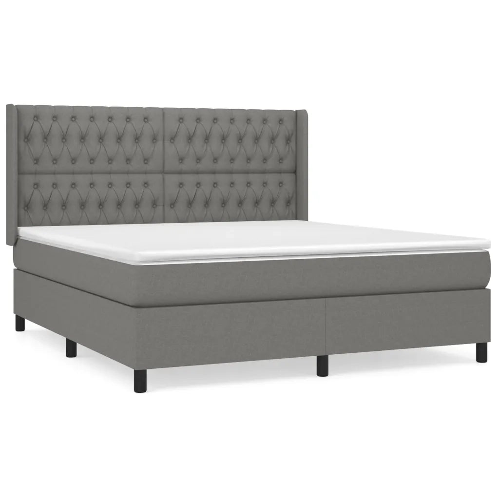 Giroletto a Molle con Materasso Grigio Scuro 180x200 cm Tessuto 3131690