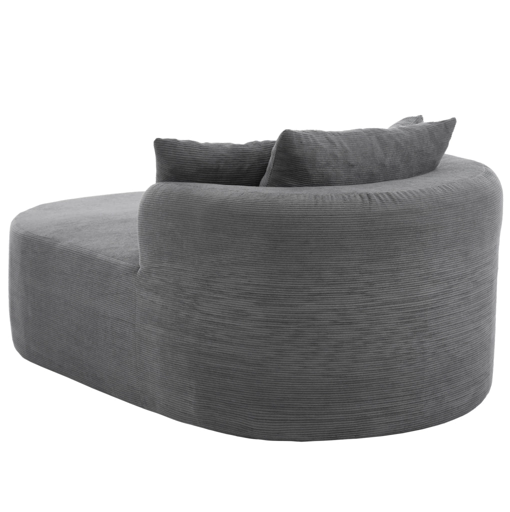 Poltrona relax ovale compatta in tessuto corduroy grigio scuro; 170 x 112;5 x 83 cm