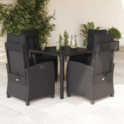 Set da Pranzo da Giardino 5 pz Nero con Cuscini in Polyrattancod mxl 87044