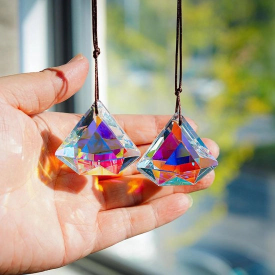 Set di prismi decorativi con cristalli di diamante - set da 2 - protettori solari