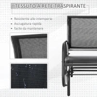 Panchina a Dondolo da Giardino a un Posto in Metallo e Tessuto a Rete Traspirante, 66x70x85cm, Nero e Grigio Scuro