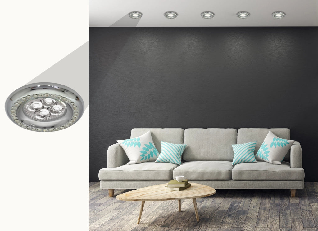 Plafoniera rotonda cromata con cristalli 1xGU10 Candellux