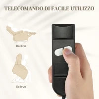 Poltrona Alzapersona Reclinabile a 160° con Poggiapiedi e Telecomando, in Velluto, 85x88x109 cm, Crema