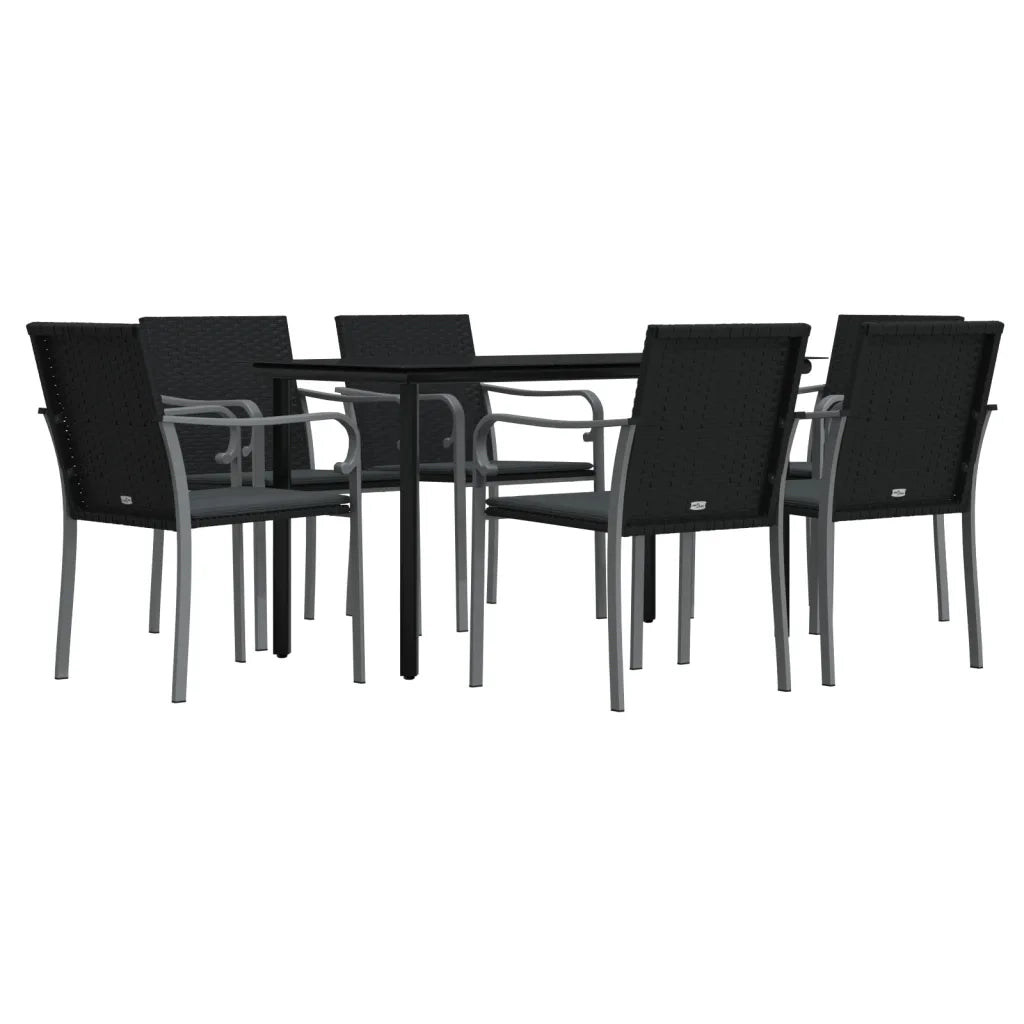Set Pranzo da Giardino 7 pz con Cuscini in Polyrattan e Acciaiocod mxl 124521