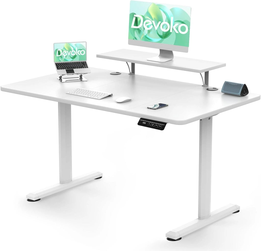 160 x 70 cm Aggiornamento Scrivania Regolabile in Altezza Elettrica con Supporto per Monitor, Scrivania Elettrica Regolabile con 2 Altezze di Memoria Tavolo regolabile in altezza