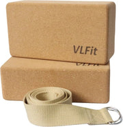 Set di Blocchi Yoga da 2 - Mat di Yoga Realizzato con 100% Cotone - Blocchi Yogastico Ecologici in Cuoio Naturale - Set di 2 Blocchi e Straps