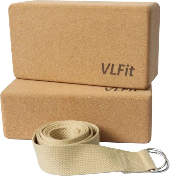 Set di Blocchi Yoga da 2 - Mat di Yoga Realizzato con 100% Cotone - Blocchi Yogastico Ecologici in Cuoio Naturale - Set di 2 Blocchi e Straps