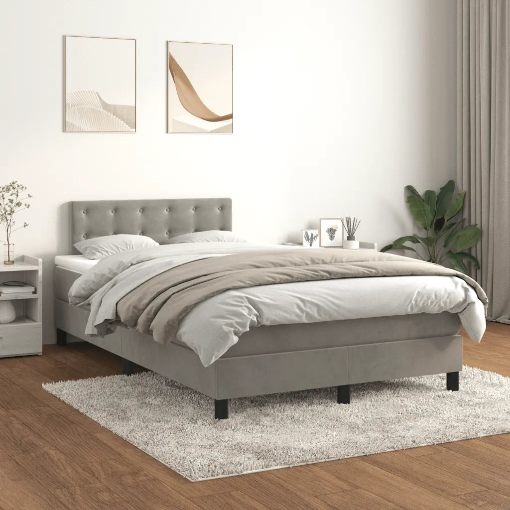 Giroletto a Molle con Materasso Grigio Chiaro 120x190cm Velluto 3269861