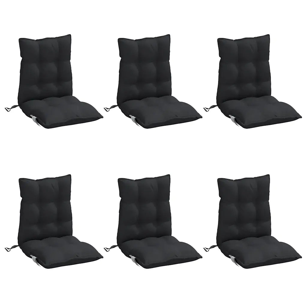 Cuscini per Sedia Schienale Basso 6 pz | Cuscini per sedie Neri in Tessuto Oxford