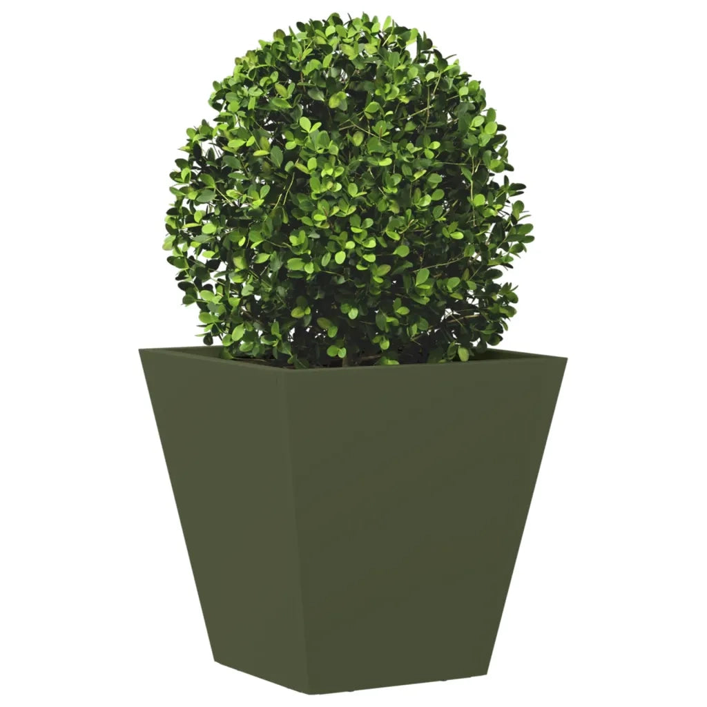 Fioriera da Giardino-Vaso da Esterno-Contenitore per Piante Verde Oliva 30x30x30 cm in Acciaio 184878
