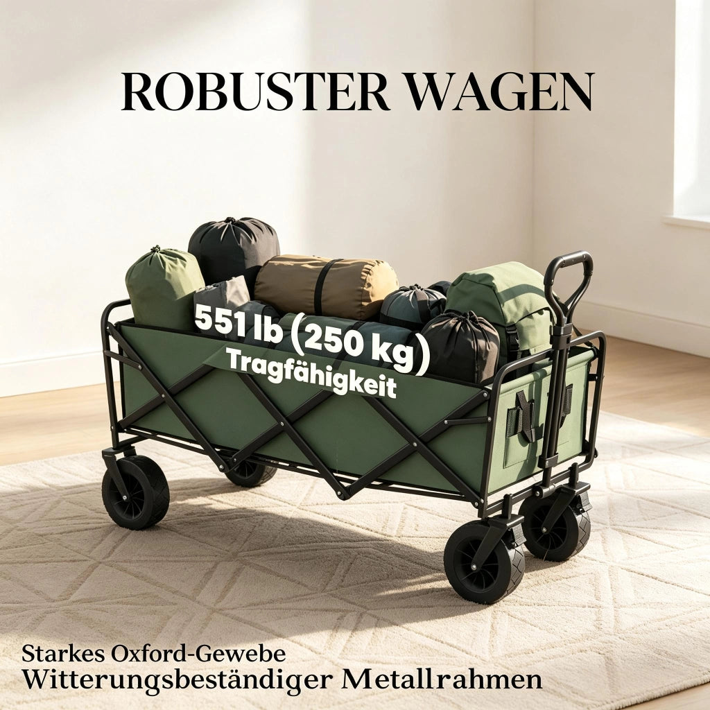 CARRELLO DA GIARDINO PIEGHEVOLE 133x56x100 cm VERDE METALLO E TESSUTO OXFORD