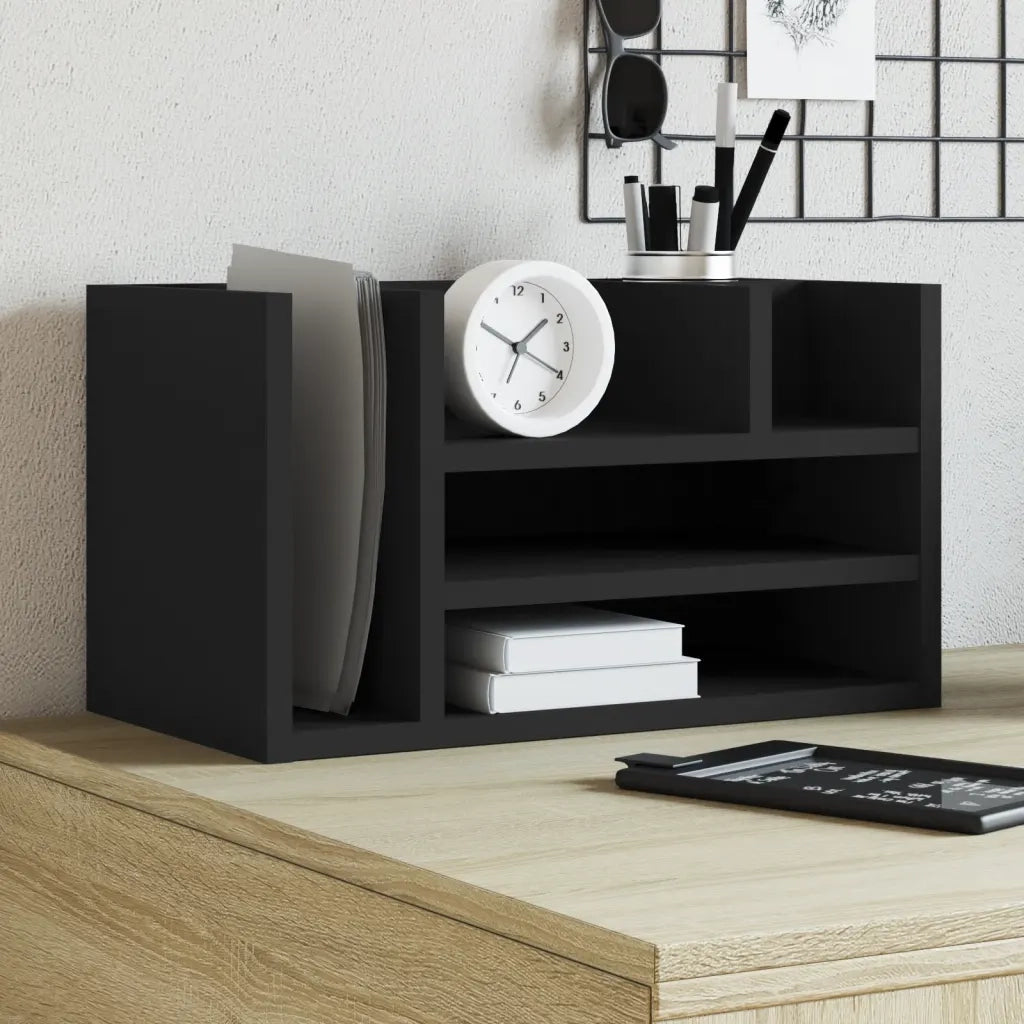 Organizer da Scrivania Nero 44,5x24x25 cm in Legno Multistrato 848039
