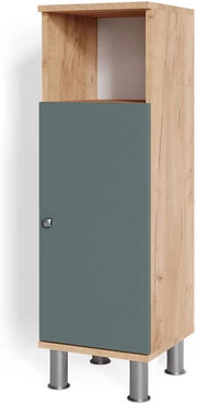 Mobiletto bagno Fynn, Verde, 30 x 95 cm, per la conservazione di accessori da bagno e compatibile con Fynn