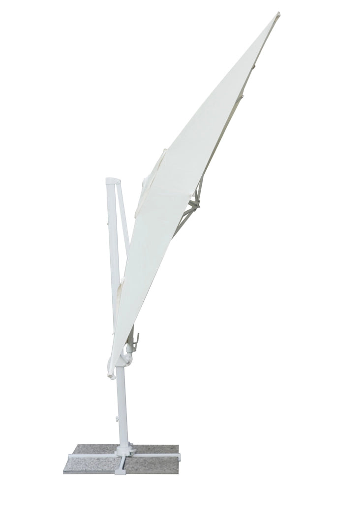 Ombrellone California 3X3 palo basculante bianco con maniglia Greenwood