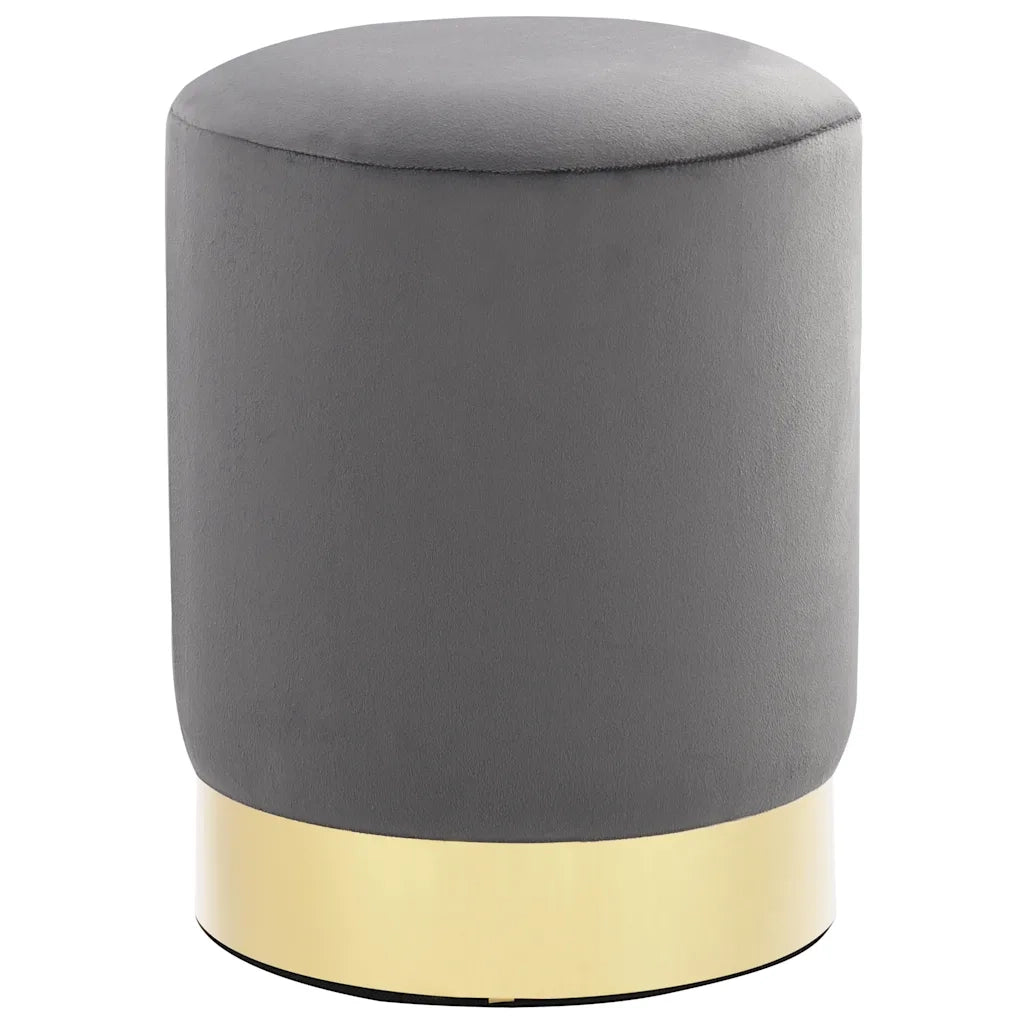 Sgabello Grigio Scuro e Oro in Velluto 28 x 36 cm
