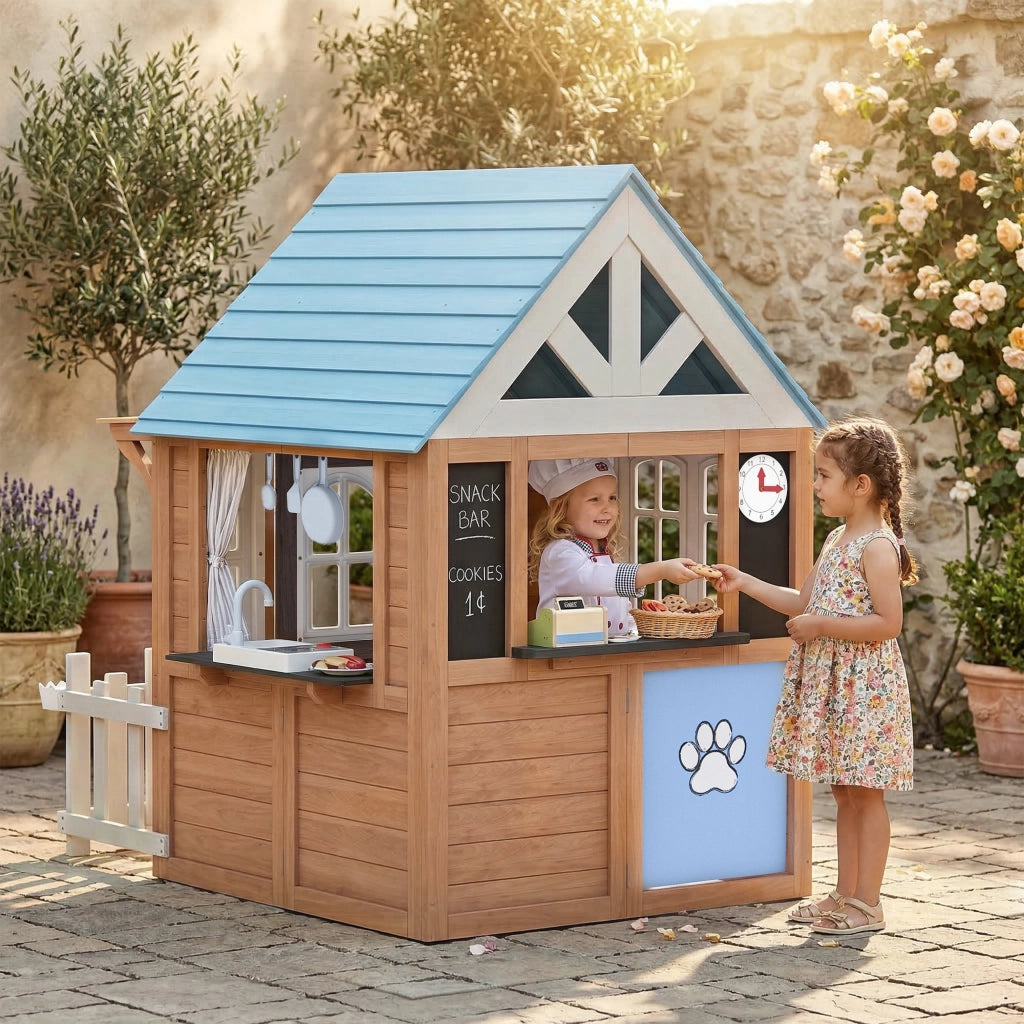 Casetta bambini in legno con cucina gioco ¨C zephmum ¨C marrone