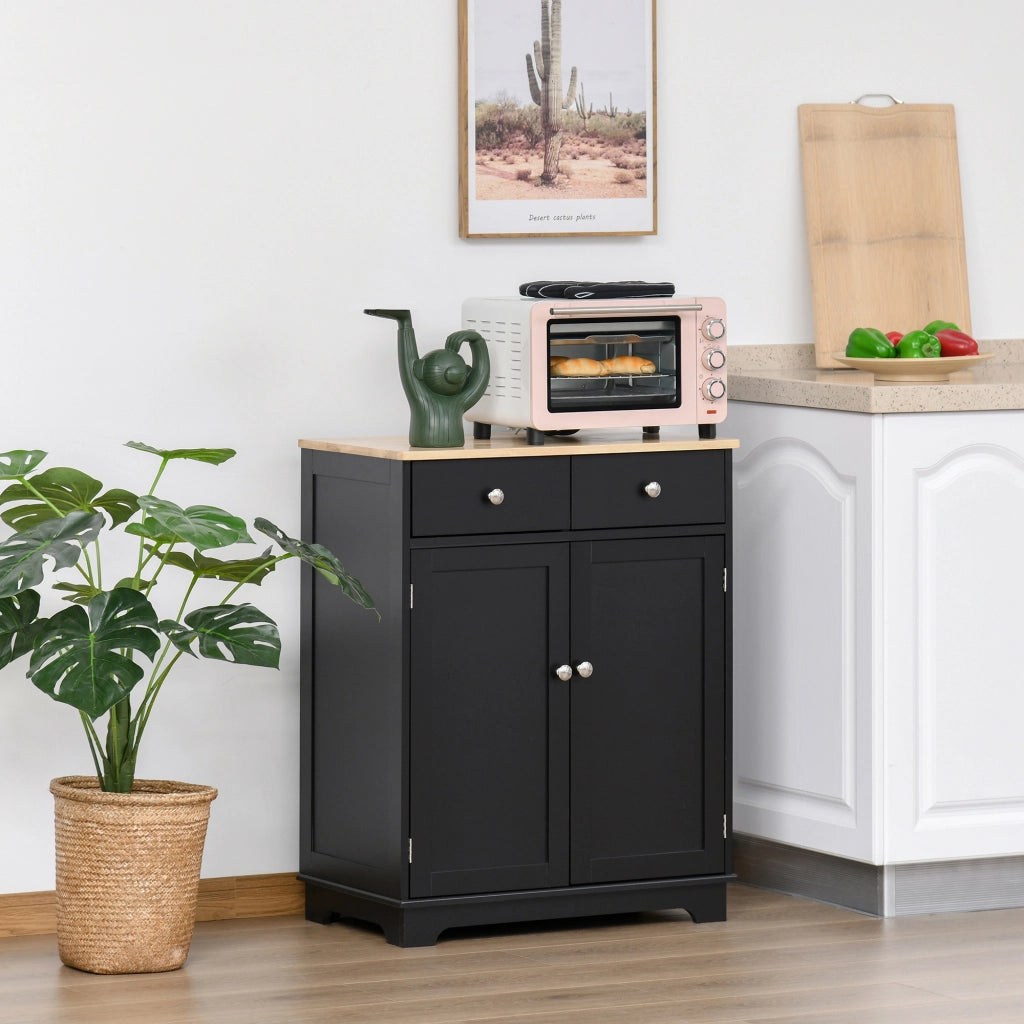 Mobile contenitore con ante e cassetti ¨C Xylo ¨C Nero e legno naturale 68x40x85cm