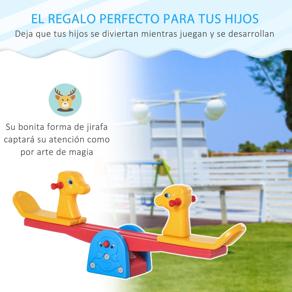 Altalena bilico a dondolo per bambini con manubrio ¨C zephmum ¨C giraffa multicolor 150x32x60 cm