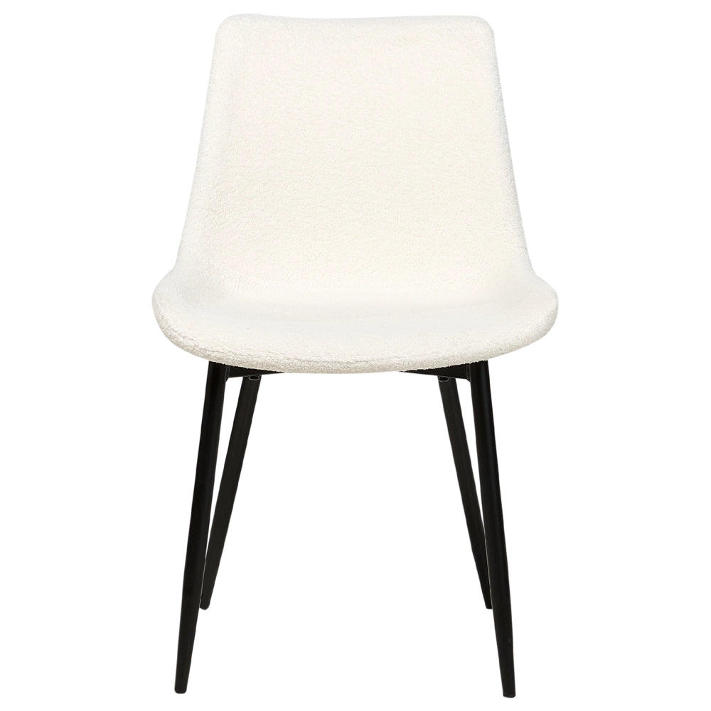 Set di 2 sedie da pranzo in tessuto bouclè bianco braccioli schienale intagliato gambe in metallo moderna industriale