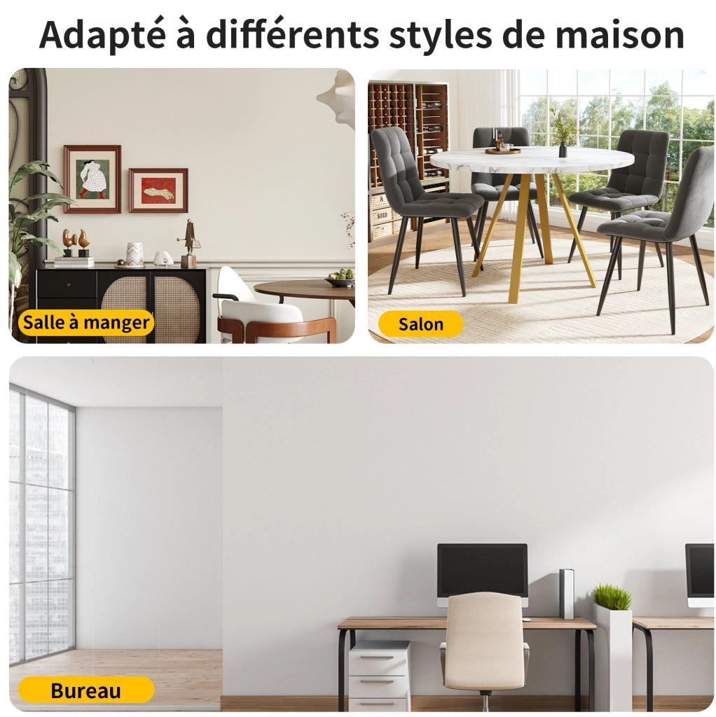 Set tavolo da pranzo rotondo bianco e oro con 4 sedie