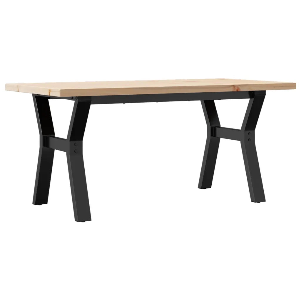 Tavolino Salotto Telaio a Y 100x50x45,5 cm Legno Pino e Acciaio 3282776