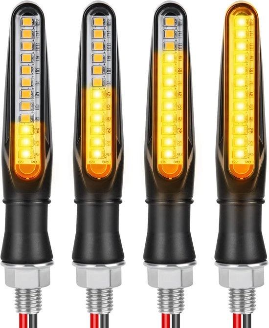 Fari di Semaforo - 4 Pezzi Fari Universali Idroimpermeabili di Semaforo - 12V Luce in Movimento - Fari di Giorno di Arresto Fari di Arresto per Motocicletta (Nero)