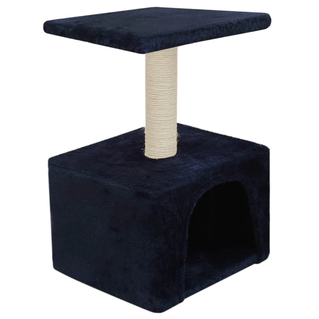 Tiragraffi albero per gatti cuccia per gatti peluche in sisal 55 cm blu scuro 3702122