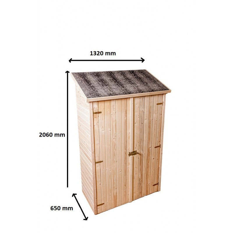 Ripostiglio in legno da giardino con 3 ripiani – 120x60 cm – pannelli 16 mm, pavimento incluso e tetto bitumato – ED1206.01 Foresta