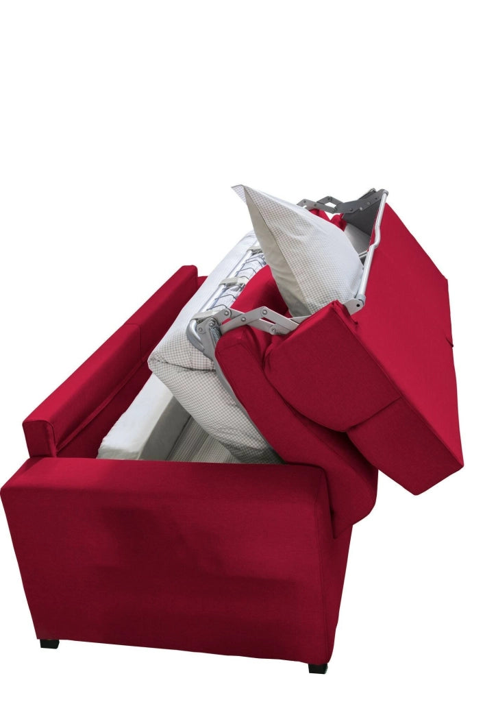 None, Divano Letto 2 Posti Sfoderabile Made in Italy, 180x95 cm Rosso