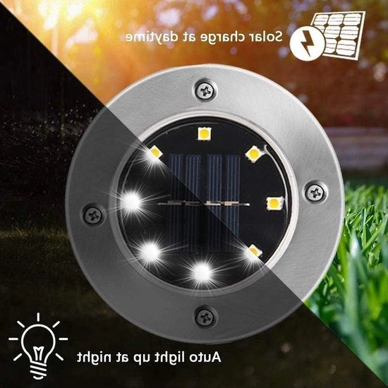 Illuminazione esterna a energia solare - 8 pezzi - Illuminazione del pavimento a energia solare - Acciaio inossidabile - Idrorepellente - Giardino terrazza prato cortile vialetto