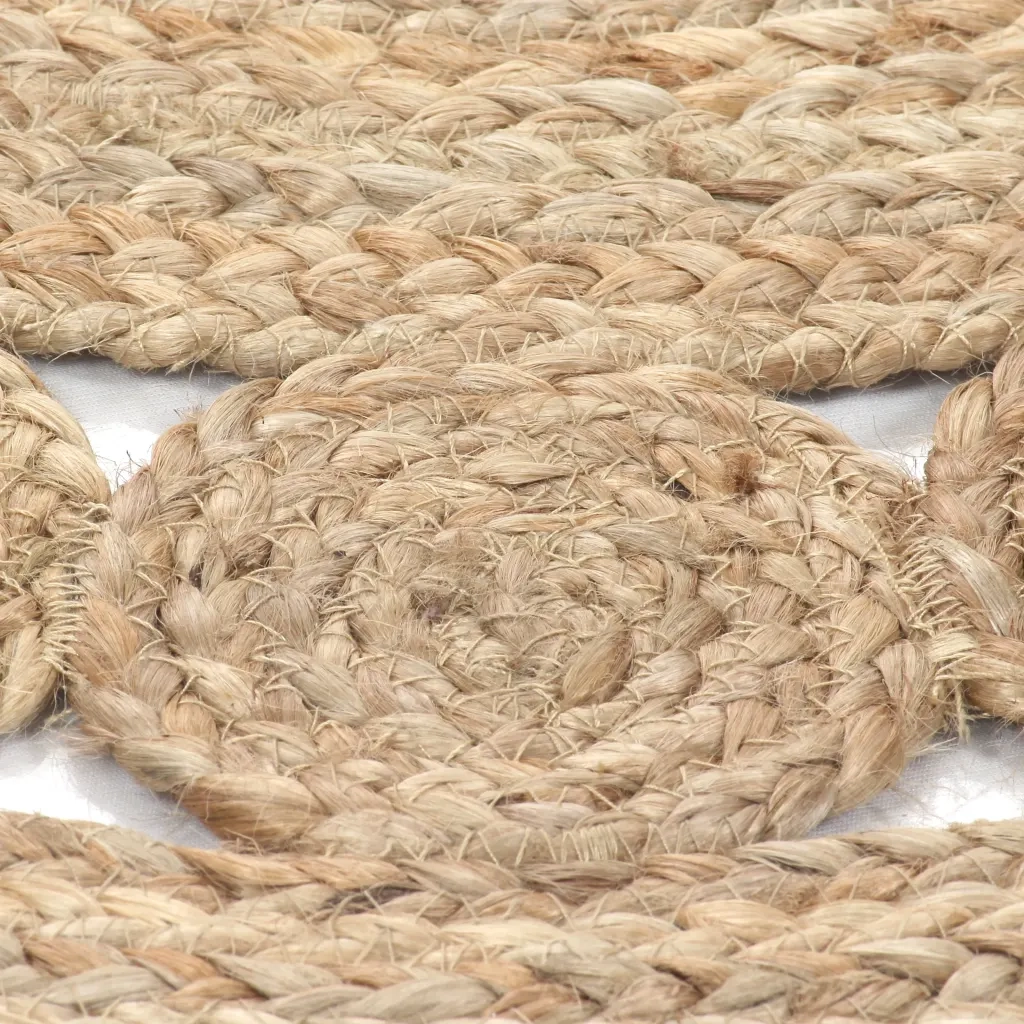 Tappeto in Juta con Design Intrecciato 120 cm Rotondo 245343