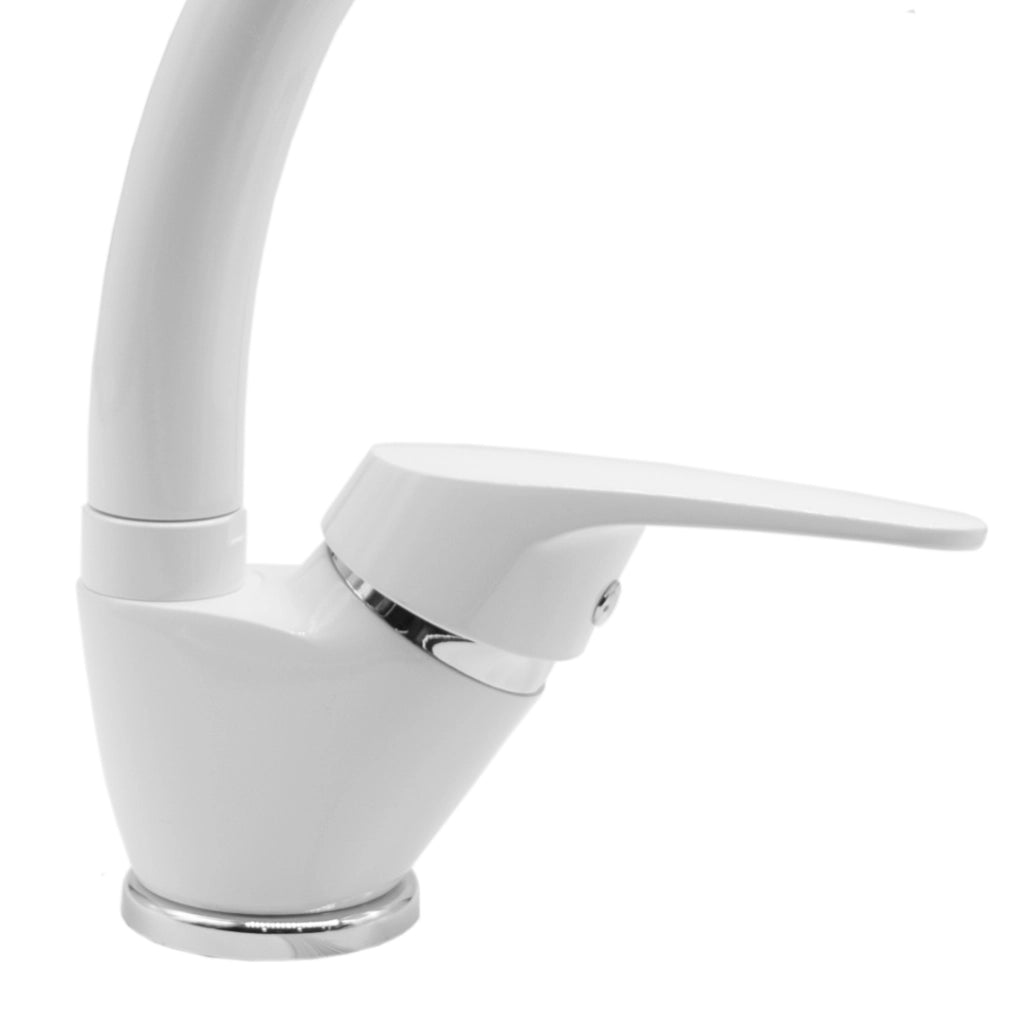 Ogomondo set 2 pezzi miscelatore bianco oslo orientabile in ottone per lavello cucina