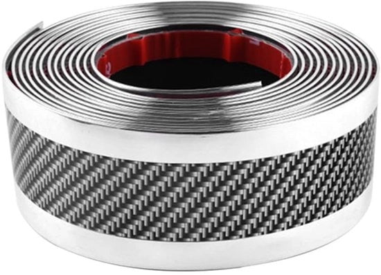 Bumper Protezione Universale - Fibra di Carbonio Motivo - Trim PVC di Soglia - Adesivo Auto - Imbottito Acqua - 4 Metri - Elenco di Montaggio