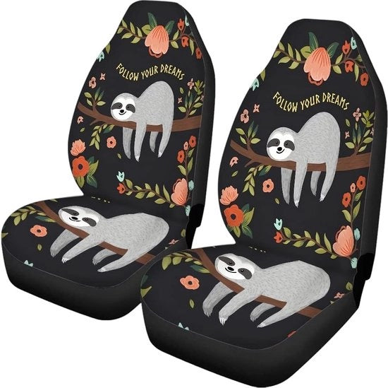 Accessori di auto con motivo divertente di panda, stampa con lupo grigio, copri sedili + copri divano + copri sedile posteriore per seduta, copri sedili con panda carino, set completo di 4 pezzi, forma universale, nero