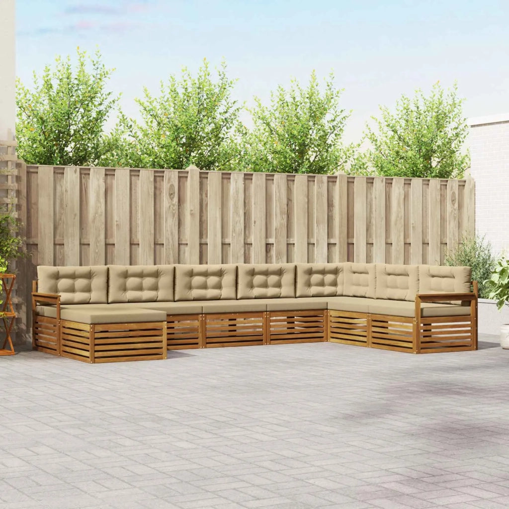 Set di divani da esterno con cuscino 8 pcs Naturale e Beige