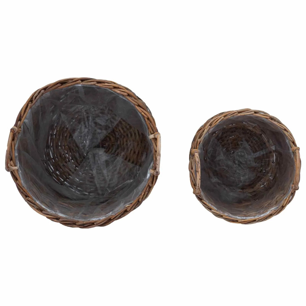 Cestino per piante con archiviazione 2 pcs Marrone Rattan Lacak