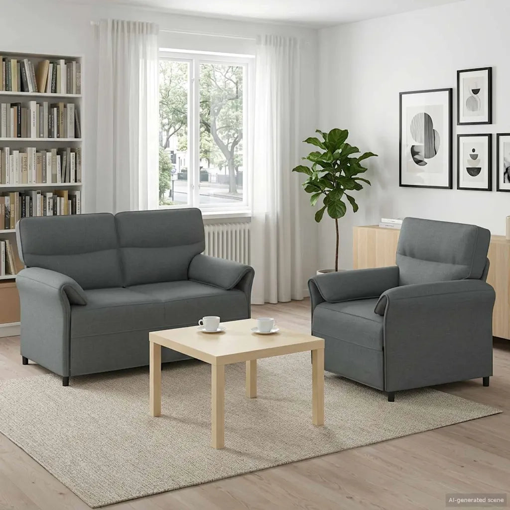 Set di divani 2 pz Grigio Scuro Tessuto 3424844