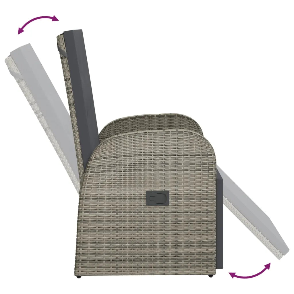 Sedie Reclinabili da Giardino con Cuscini 2pz Grigio Polyrattan 319538
