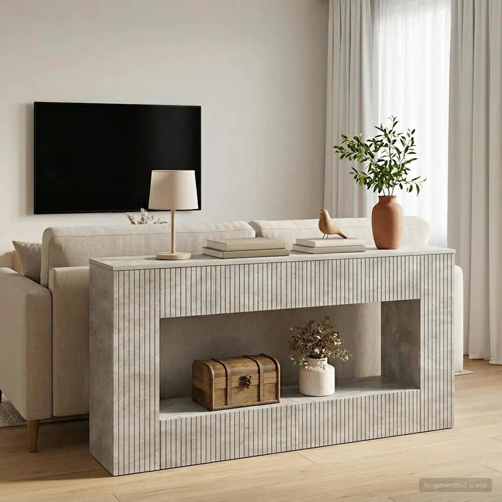 Tavolo consolle Rigato Grigio Cemento 155 x 29 x 74 cm 899889