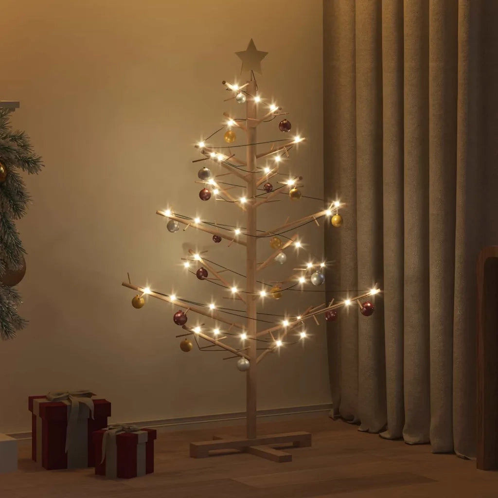 Albero di Natale in legno con supporto Marrone 125 cm 42018060