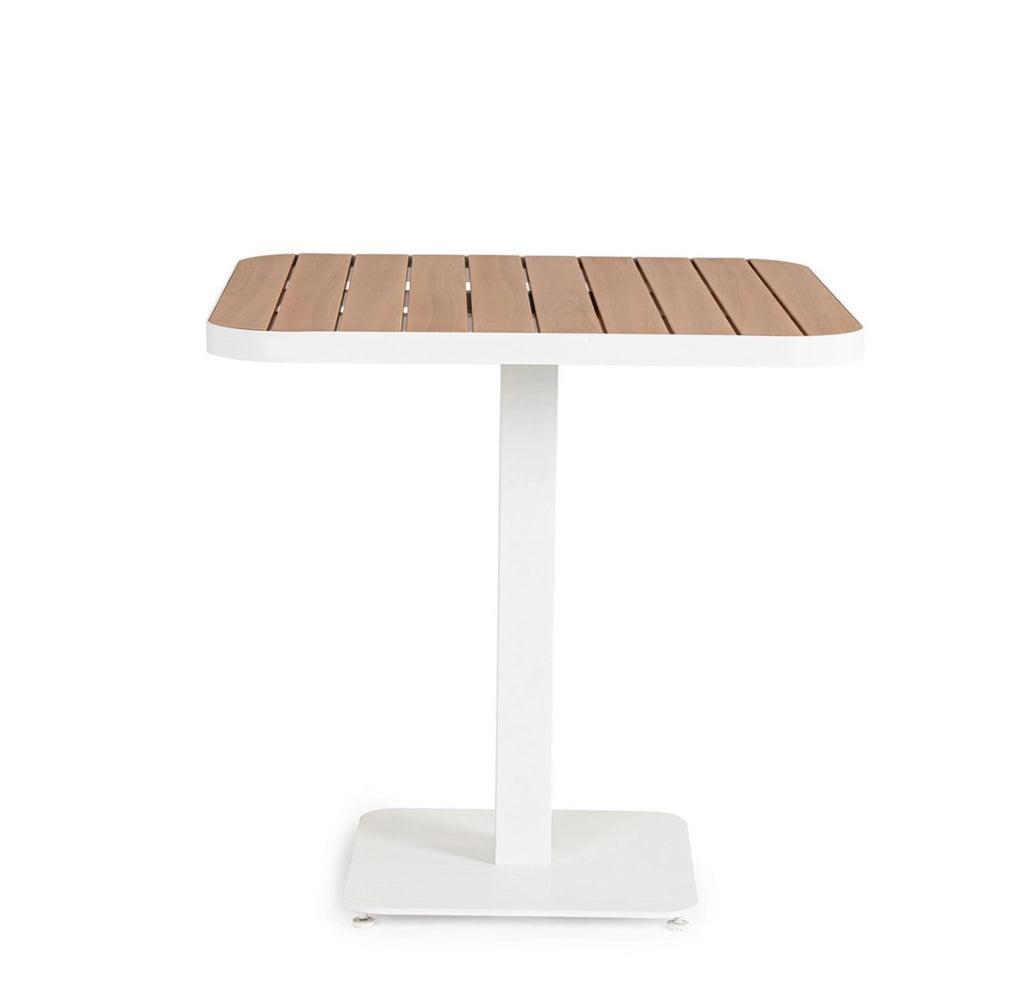 Tavolo da Esterno 75x75x75h cm in Alluminio e Acciaio E-Coating Zelmar Bianco