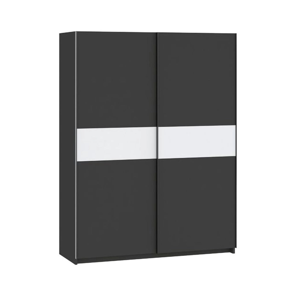 Armadio Camera da Letto Manita, Guardaroba 2 Ante 2 Ripiani, 150x204h cm Nero Antracite