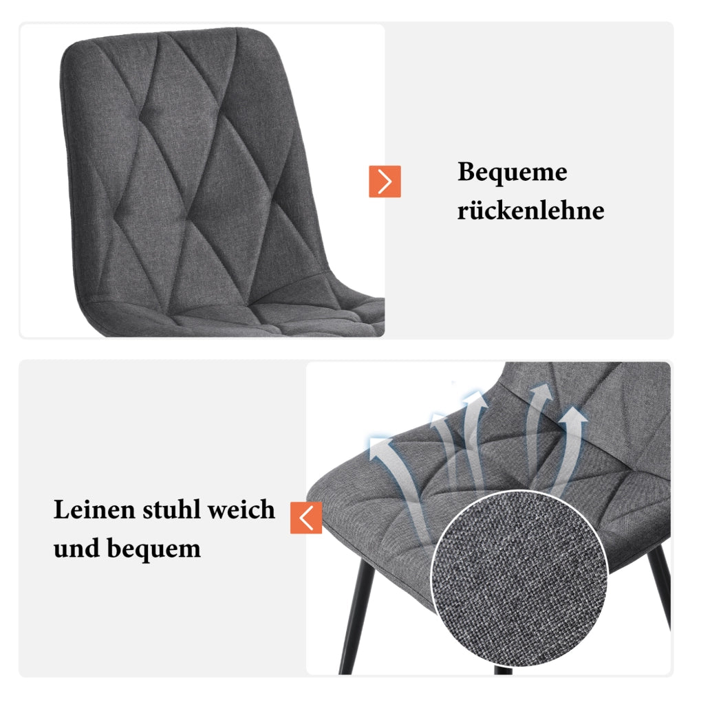 SEDIA Imbottita Set da 4 pezzi Grigio in lino e metallo