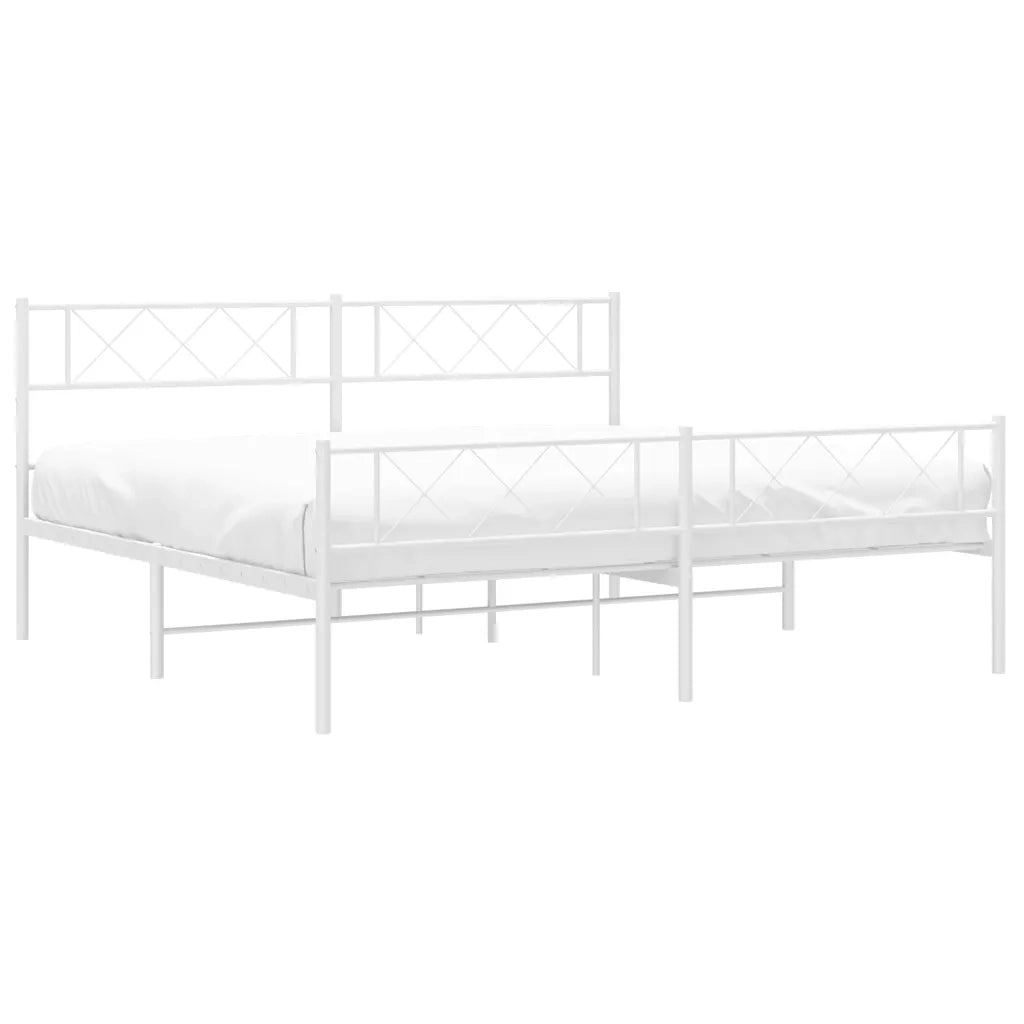 Giroletto con Testiera e Pediera Metallo Bianco 193x203 cm 372350