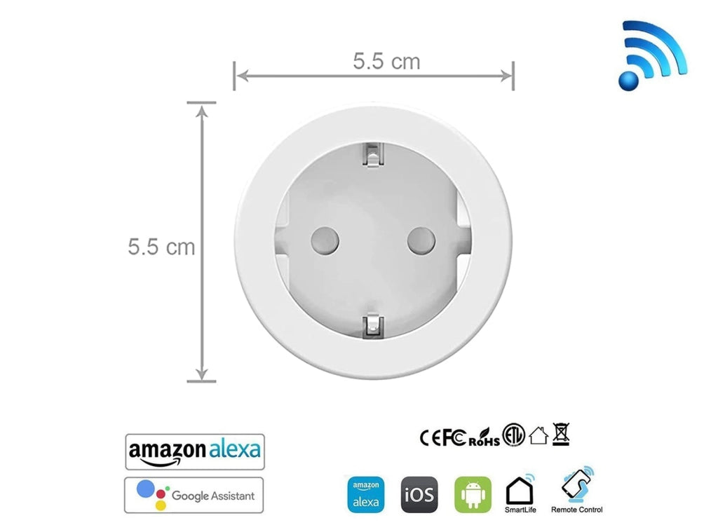 Coppia Spine Domotiche Wireless 10A Temporizzatore Vocale Compatibile Alexa Google EU